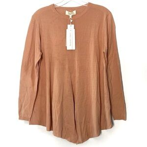 NWT Psophia Nude Wool Knit Split Front Sweater‎ Top - Large